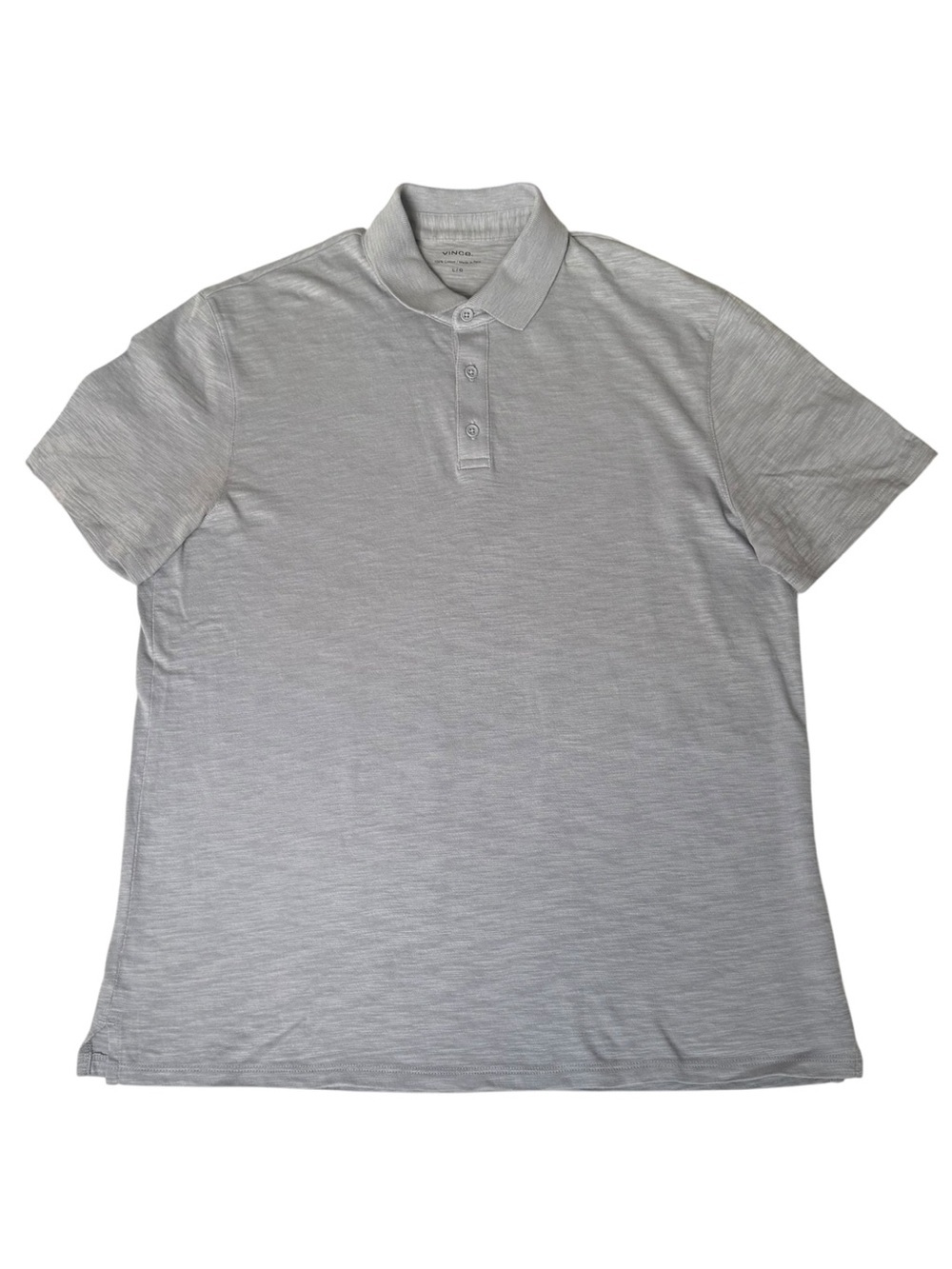 Vince Slub Cotton Polo Shirt Mens Size Large Light Gray Short Sleeve Casual